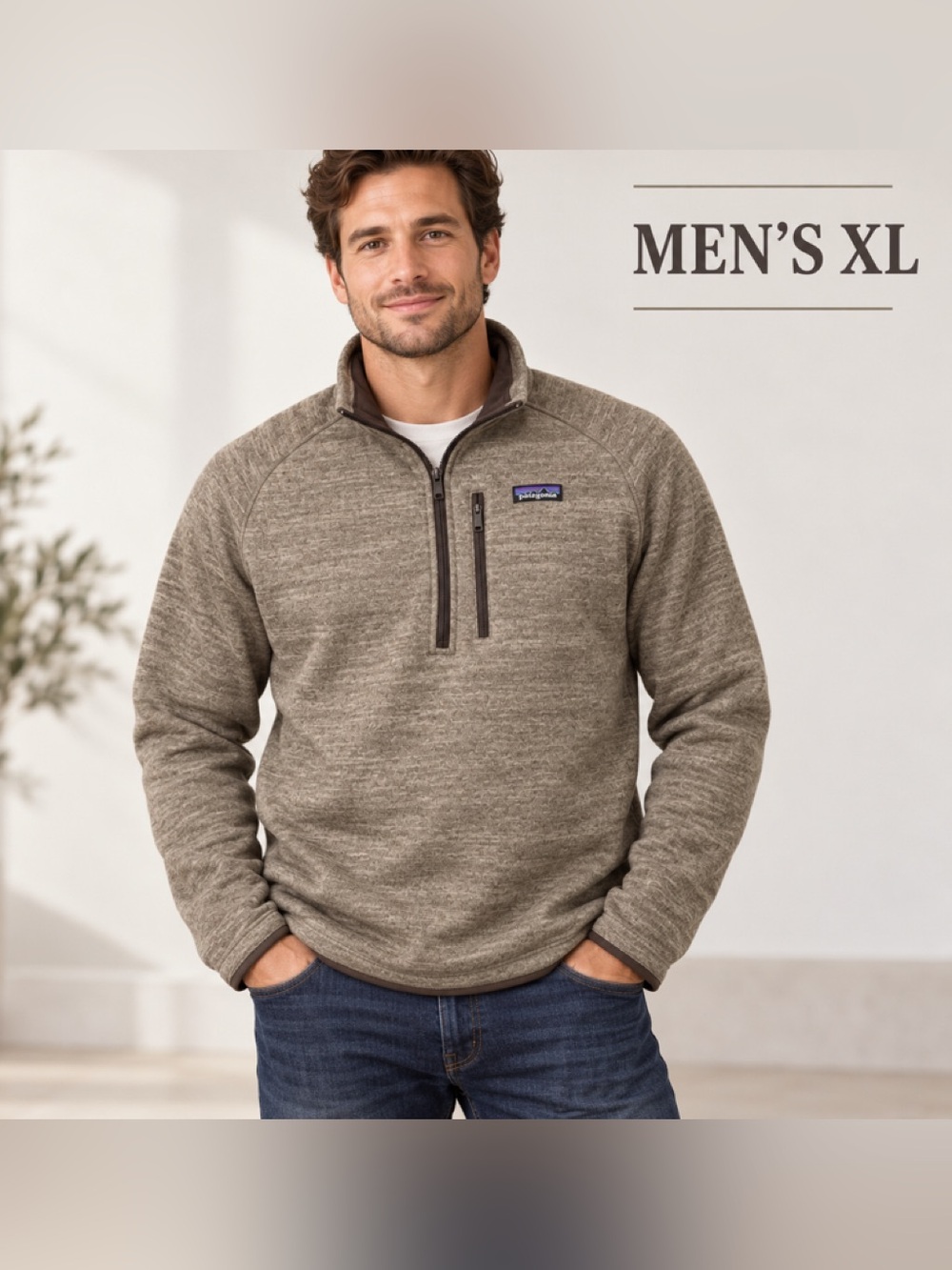 Patagonia Men’s Heathered Taupe Half-Zip Pullover
